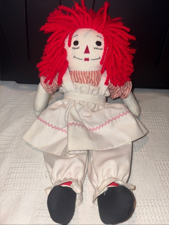 Vintage Other - Handmade Red-Haired Rag Doll with Cream Outfit - Kids Toys